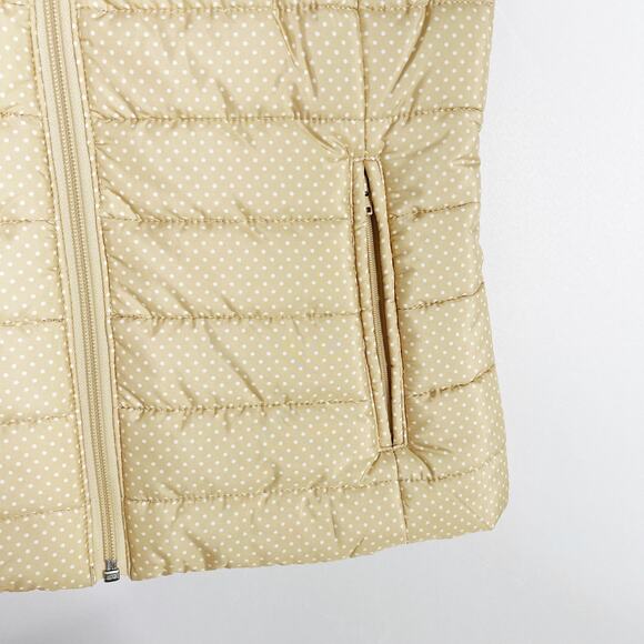 LOFT Polka Dot Quilted Puffer Vest XSmall XS Yellow White Full Zip Womens - Picture 3 of 8